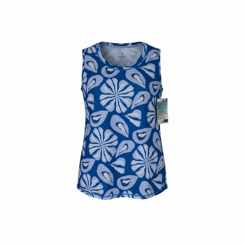 Gymwrap CloudKnit Everyday Tank Top Blue Floral Sleeveless Shirt Women’s Small‎